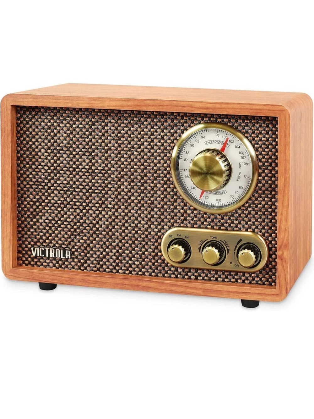 VICTROLA Retro Wood Bluetooth Radio with Built-in Speakers